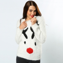 Women's eyelash yarn reindeer jumper